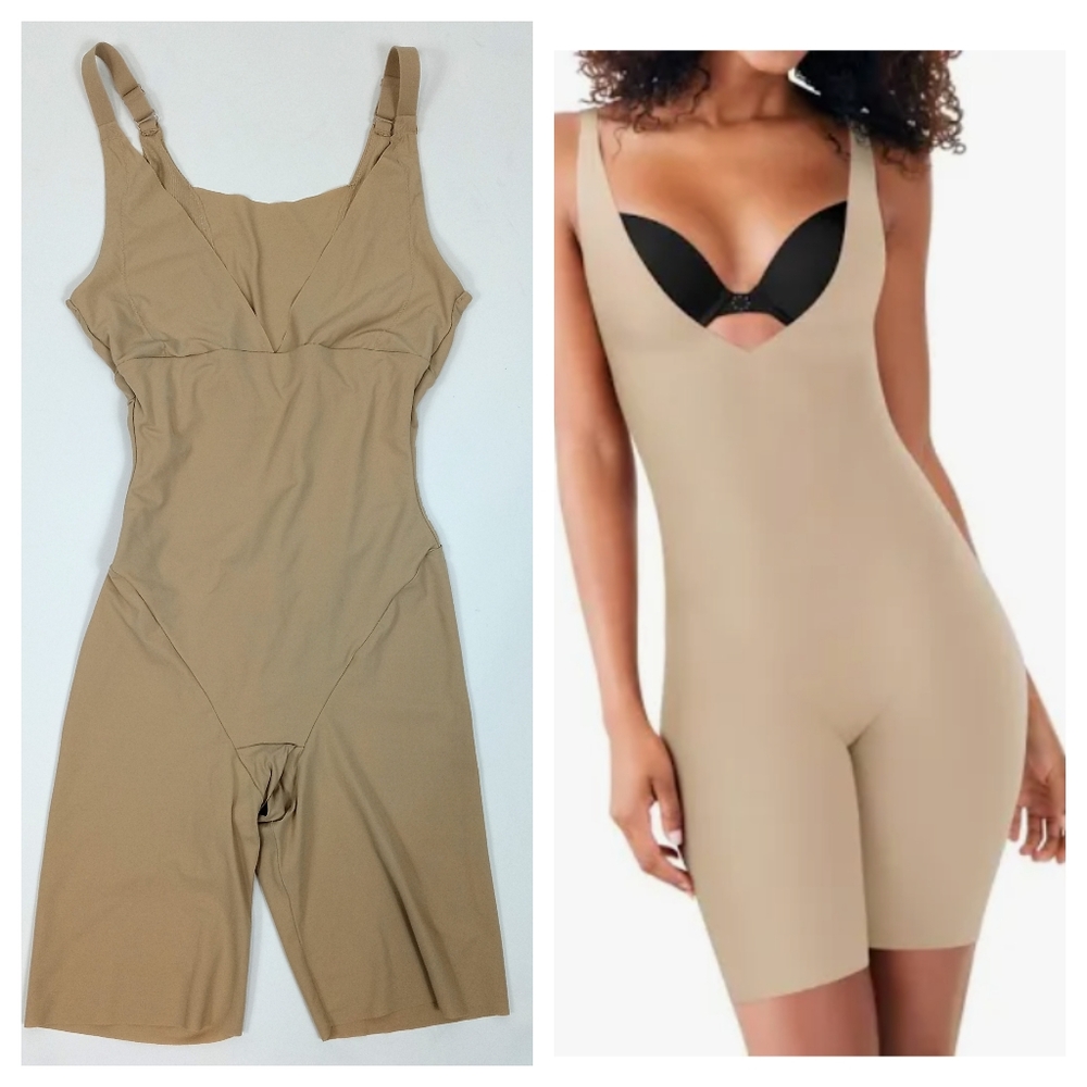 Flexees by Maidenform Style 2556 Open Bust Body Shaper in Beige Size Small